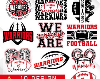 Warriors Football SVG Bundle, Sports Team Cut Files (Digital Download)