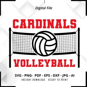 Cardinals Volleyball SVG PNG, Cardinals svg, Cardinals Cheer svg, Volleyball svg, Cardinals Mom, Cardinals Shirt svg, Cardinals Pride,Cricut