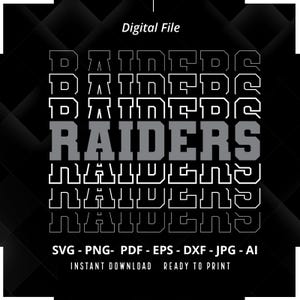 Raiders SVG PNG, Stacked Raiders SVG, Raiders Team Mascot, School Team SVG, School Spirit SVG, Raiders Cheer SVG, Football Mama SVG, Cricut