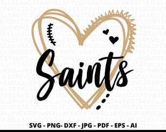 Saints Football Heart SVG, Mascot Design (Digital File)