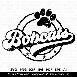 Bobcats SVG PNG, Bobcats Paw svg, Bobcats Mascot svg, Bobcats Cheer svg, Retro Bobcats svg, Bobcats  Sport svg, Bobcats Shirt svg