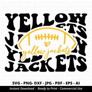 Yellow Jackets Football SVG PNG, Yellow Jackets svg,Stacked Yellow Jackets svg,Yellow Jackets Mascot svg,Yellow Jackets Shirt svg,Cricut