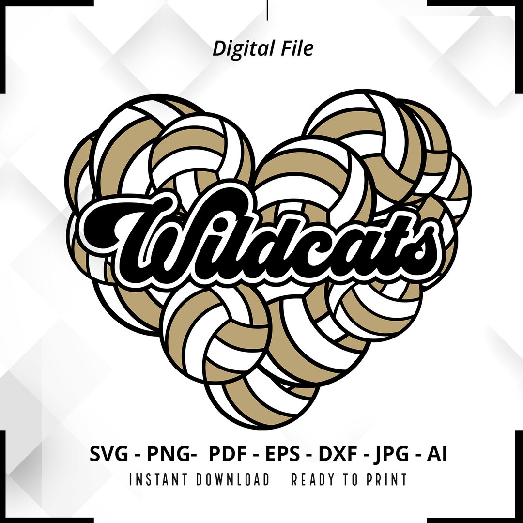 Wildcats Heart SVG PNG, Wildcats Svg, Wildcats Volleyball Svg, Heart