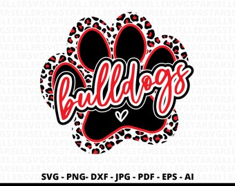 Bulldogs Paw SVG PNG, Bulldogs svg,Leopard Bulldogs Paw svg,Bulldogs Cheer svg,Bulldogs Mascot svg,Bulldogs Mom svg,Football Mama svg,Cricut