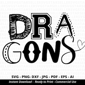 Drachen SVG, Drachen Fußball svg, Drachen Herz svg, Drachen jubeln svg, Drachen-Shirt svg, Drachen-Maskottchen, Drachen-Mama svg, Schul-Team svg, Cricut