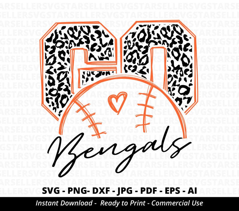 Bengals Baseball Leopard SVG, Mascot Cheer, School Team (digital File ...