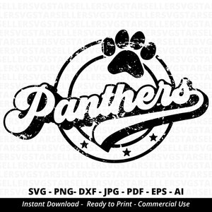 Panthers SVG PNG, Panthers Paw svg, Panthers Mascot svg, Panthers Cheer svg, Retro Panthers  svg, Panthers Sport svg, Panthers Shirt svg