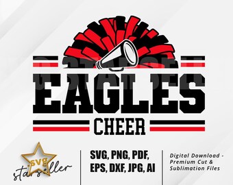 SVG de porristas de las Águilas, clipart de pompones, día del juego (descarga digital)