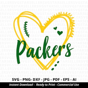 Packers Heart SVG, Heart Designs Mascot svg,Packers svg,Love Packers svg,Packers Mascot svg,Packers Cheer svg,Game day svg,Cricut,Silhouette