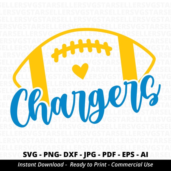 Chargers Football SVG, Chargers svg,Chargers Shirt svg,Chargers Mascot svg,Chargers Pride,Chargers Cheer,Sport Mama svg,Football Mama,Cricut