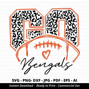 Leopard Bengals Football SVG, School Spirit Design (Digital Download)