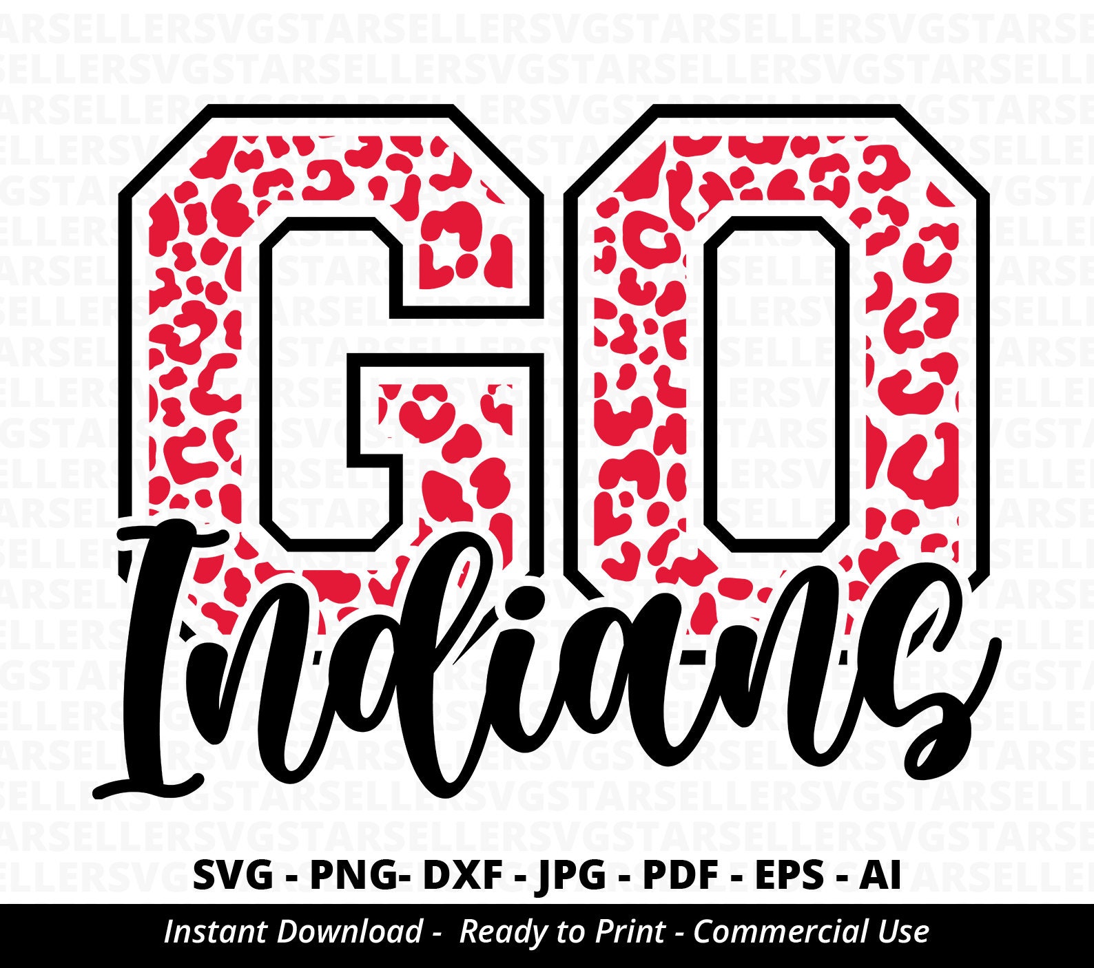 Leopard Go Indians SVG, Team Mascot, School Spirit (digital Files) - Etsy