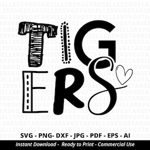 Tigers SVG,Tigers Football svg,Tigers Heart svg,Tigers Cheer,Tigers Shirt svg,Tigers Mascot,Tigers Pride,Tigers Mom,School Team svg,Cricut