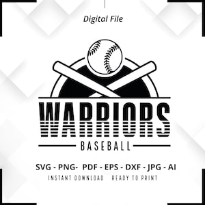 Warriors Baseball SVG PNG, Warriors svg, Baseball svg, Warriors Shirt svg, Warriors Cheer svg, Warriors Mom svg, Baseball Shirt svg, Cricut
