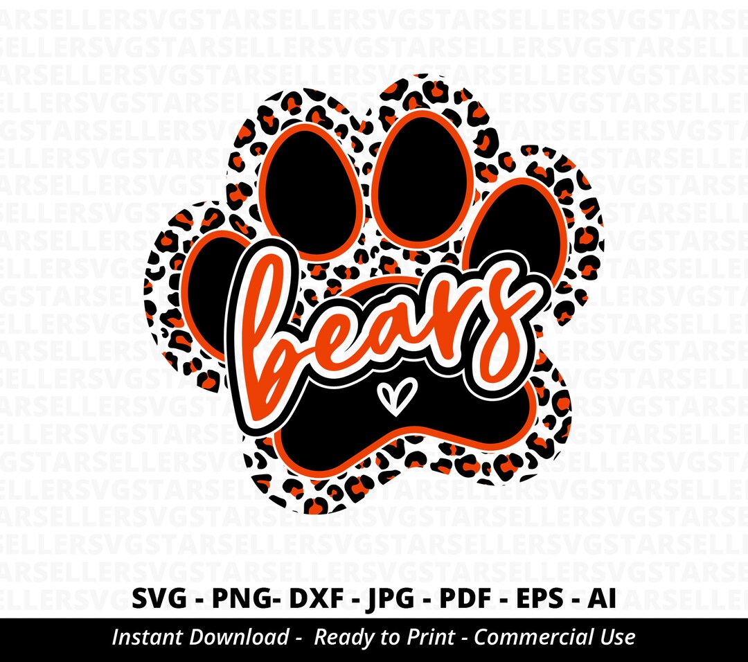 Bears Paw SVG PNG, Bears Svg,leopard Bears Paw Svg,bears Cheer Svg