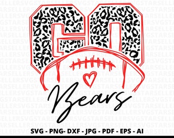 Leopard Go Bears Football SVG, Mascot Pride (Digital Download)