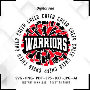 Warriors Cheer SVG PNG, Warriors svg, Warriors Pom Pom svg, Warriors Cheerleader svg, Warriors Mascot svg, Warriors Pride svg, Cricut