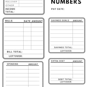 Printable PDF Paycheck Budget Worksheet