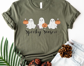 Spooky Season Ghost T-shirt, Halloween Pumpkin Tee