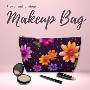 Floral Accessory Pouch, Flowers All Over Print, Makeup Bag, Cosmetic Case, Travel Organizer, Gift for Her, Floral Design travel bag, gifts