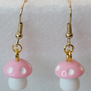 Pink mushroom earrings, mushroom jewelry for women, whimsical earrings, cottagecore earrings, magic mushroom, funky earrings, mushroom gifts