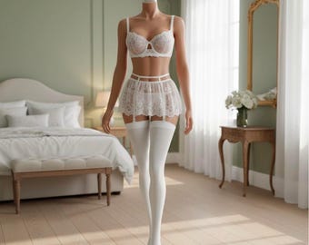 Lace with Skirt and Garter Lingerie Set