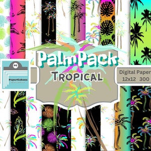 Palm Trees Digital Paper,Tropical Palm Trees Seamless Paper,Tropical Beach Paper,Summer Palm Tree Scrapbooking,Bright Palms,INSTANT DOWNLOAD