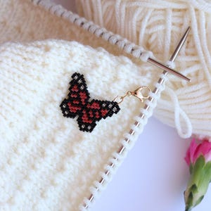 Schmetterling Maschen Marker, Japanische Rocailles Perlen, Strick Fortschritt Indikator