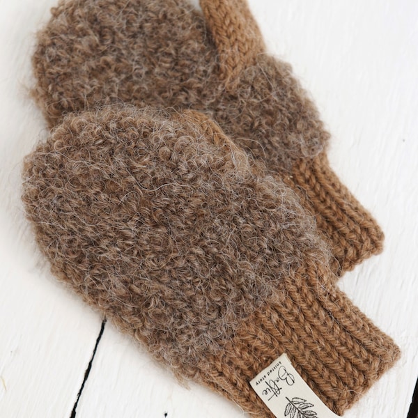 Mitaines en tricot d'alpaga doux et chaud pour bébé ou tout-petit sur une ficelle, Gants d'hiver moelleux, Accessoires pour bébés, Tailles disponibles