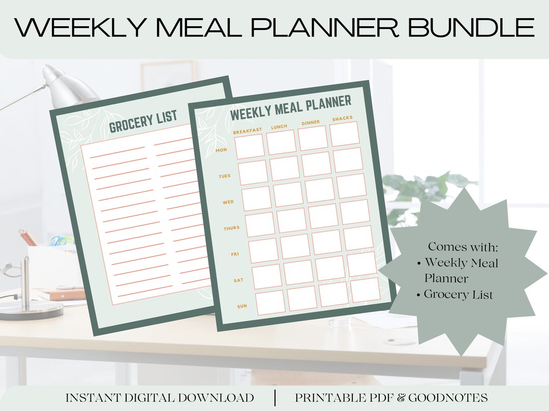 Weekly Meal Planning Bundle | Grocery List | Meal Planner | Eat Healthy ...