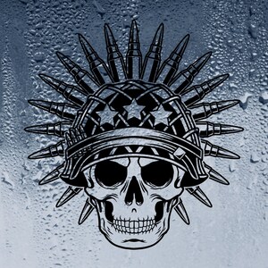 Skull with USA Flag Patriotic Vehicle, Window, Laptop, PC Decal