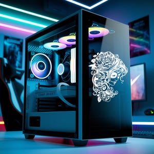 Elegant Sugar Skull Vinyl Decal – Floral Skull Sticker for Car, Laptop, Skateboard, Gaming PC – Gothic Tattoo Art, Weatherproof