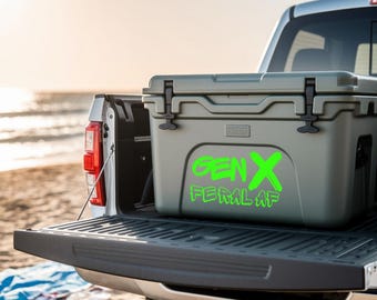 Gen X Feral AF Vinyl Bumper Sticker – Retro Funny Car Decal for Laptop, Windows, Coolers – Weatherproof and Customizable