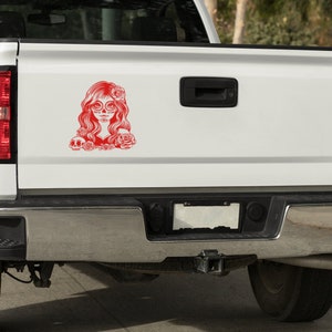Floral Whimsy: A Playful Sugar Skull Beauty - Vinyl Decal - Motorcycles - Trucks  - Jeeps - Tumblers