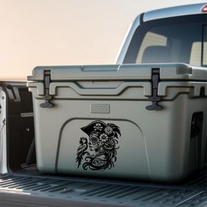 Sugar Skull Vinyl Decal: Pirate and Parrot Art - Fade Resistant