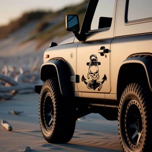 Skull and Anchor Vinyl Decal - Nautical Pirate Car Sticker