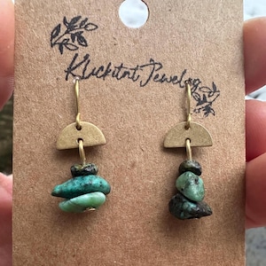 African Turquoise Brass Earrings