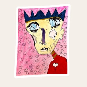 Abstract Original Face Art; Original Abstract Face Art; Outsider Art; Whimsical Face Art; Fantasy Abstract Face Art;Abstract Figure Face Art