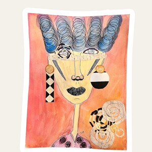 Abstract Original Face Art; Original Abstract Face Art; Outsider Art; Whimsical Face Art; Fantasy Abstract Face Art;Abstract Figure Face Art
