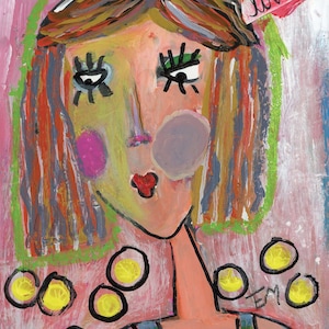 Abstract Original Face Art; Original Abstract Face Art; Outsider Art; Whimsical Face Art; Fantasy Abstract Face Art;Abstract Figure Face Art