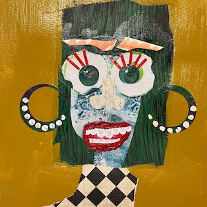 Abstract Original Art Print; Abstract Original Face Art; Original Abstract Face Art; Outsider Art; Whimsical Face Art; Fantasy Abstract Face