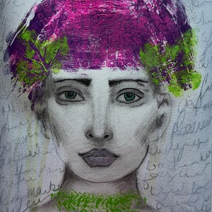 Original Art Print; Original Face Art; Original Drawing Face Art Print; Outsider Art; Whimsical Face Art; Fantasy Face Art; Charcoal Art