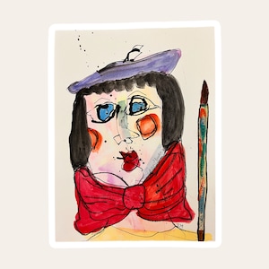 Abstract Original Face Art; Original Abstract Face Art; Outsider Art; Whimsical Face Art; Fantasy Abstract Face Art;Abstract Figure Face Art