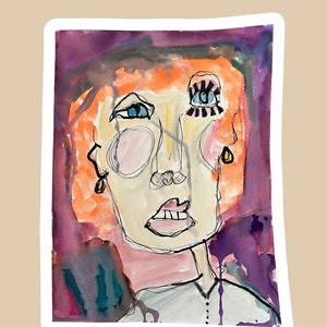 Abstract Original Face Art; Original Abstract Face Art; Outsider Art; Whimsical Face Art; Fantasy Abstract Face Art;Abstract Figure Face Art