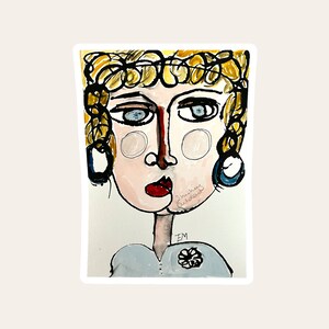 Abstract Original Face Art; Original Abstract Face Art; Outsider Art; Whimsical Face Art; Fantasy Abstract Face Art;Abstract Figure Face Art
