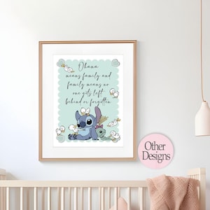 Ohana Lilo & Stitch Print Pastel Stitch Nursery Decor Ohana Quote Wall Art Angel Poster Stitch Print Girl Room Decor Stitch Ohana Poster
