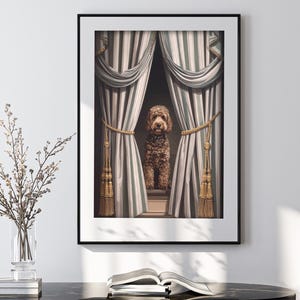 Retrato de mascota real, lámina artística de Cockapoo, póster de perro Cockapoo color chocolate