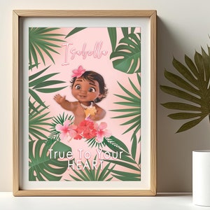 Personalisierte Moana Kunstdruck, Baby Moana Poster, Mädchen Disney Kinderzimmer, Schlafzimmer Dekor, Kinderzimmer Wandkunst, Mutului Moana Zitate, Kinder Geschenke