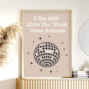 Stampa artistica di Taylor Swift, poster con citazione folkloristica di Mirrorball, decorazione da parete per camera da letto per adolescenti, decorazione da parete estetica Swiftie, beige, neutro, merce Swifty