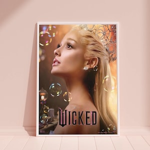 Poster del film Wicked Glinda, poster per fan di Ariana Grande, Il mago di Oz, musical di Broadway, decorazioni per la casa per ragazze, decorazione da parete Wicked, stampa artistica Wicked
